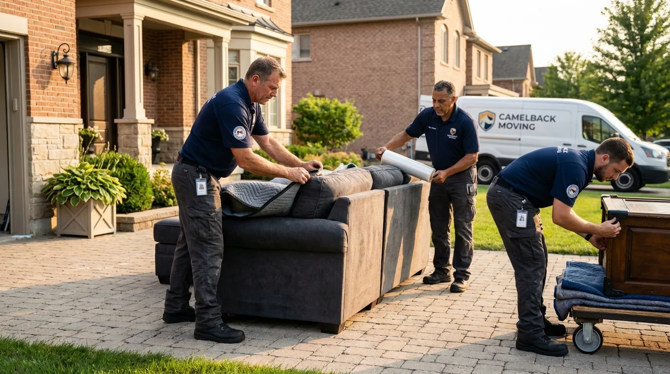 Large estate moving crew wrapping furniture in Ashburn, GA
