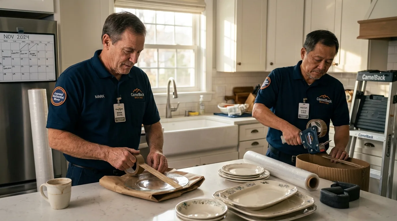 Professional crew packing kitchen dishware in Ashburn, GA